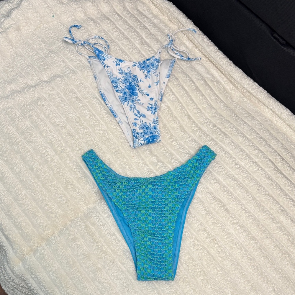 Wild Fable Blue Floral and Green Bikini Set